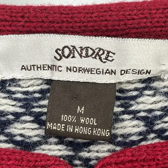 Sondre Nordic Wool Fair Isle Sweater Mens Size Medium Metal Clasp Closure - Picture 5 of 6